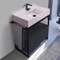 Modern  Console Vanity, Pink Ceramic Sink, 35